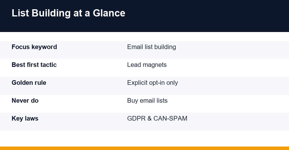 email list building — infographie